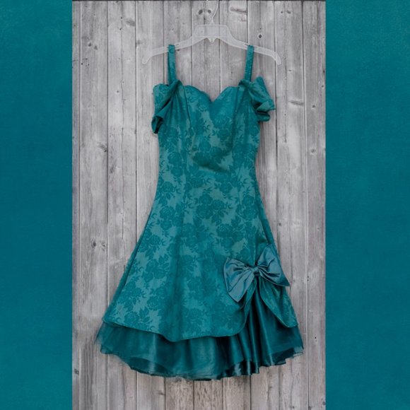 Vintage Notorious Teal Prom Dress Size 5 - Picture 1 of 6